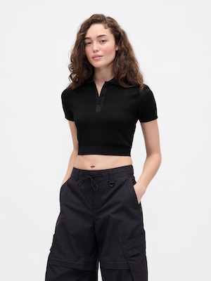 Gap &times; B&Eacute;IS シームレス クロップド ポロシャツ