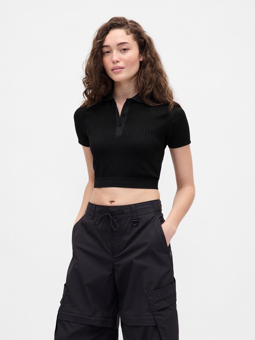 Gap &times; B&Eacute;IS シームレス クロップド ポロシャツ