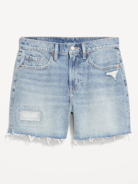 High-Waisted Baggy Jean Shorts -- 5-inch inseam
