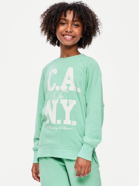 Oversized Long-Sleeve Graphic Tunic Sweatshirt for Girls