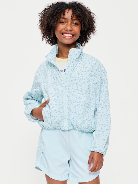 VESTE À MOTIFS À GLISSIÈRE PLEIN LONGUEUR À OURLET BOUFFANT POUR FILLE