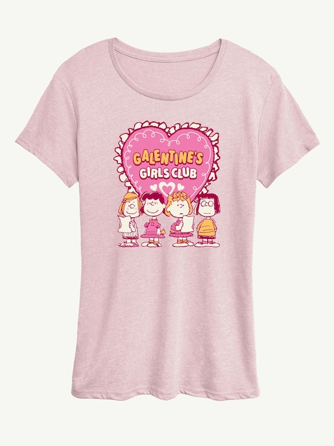 Peanuts Galentines Girls Club Short Sleeve Graphic T-Shirt