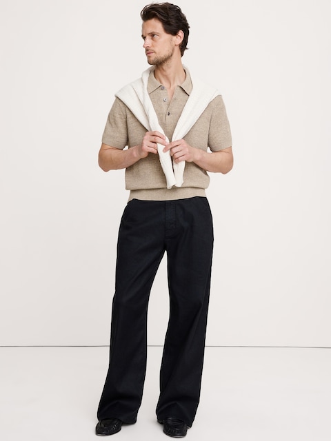 PANTALON AMPLE EN COTON ET LIN ITALIEN