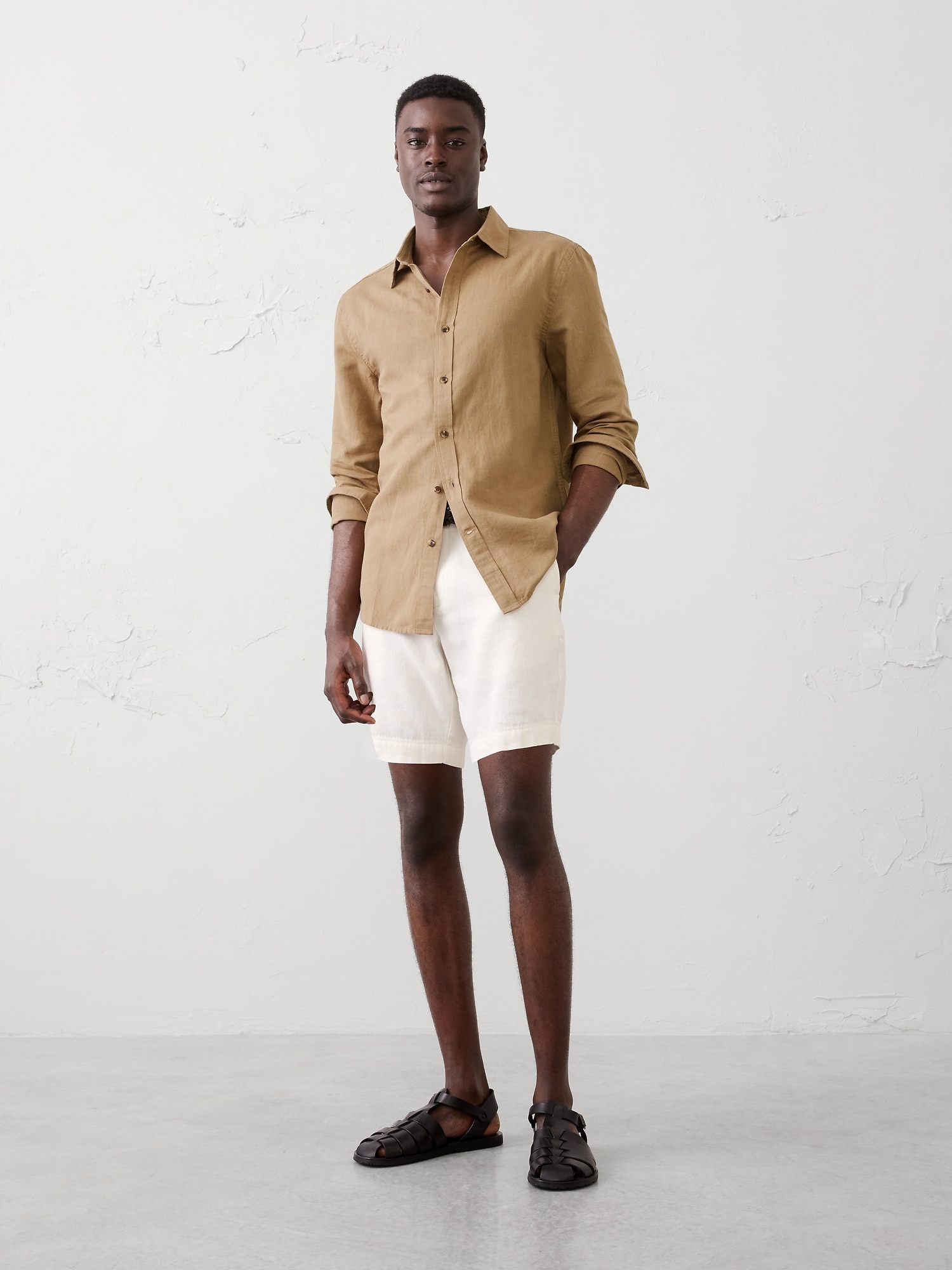Slim-Fit Linen-Blend Shirt