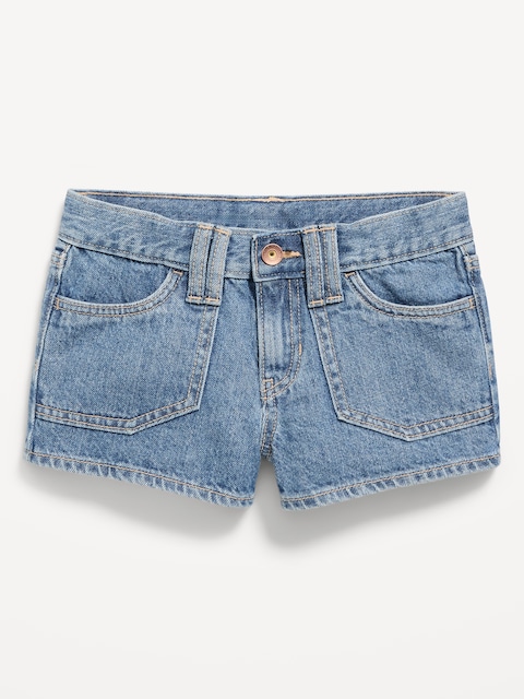 Low-Rise Utility Jean Shorts for Girls