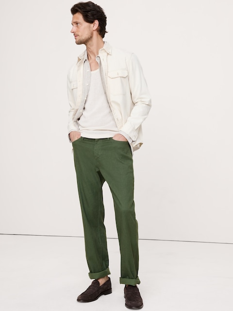 PANTALON VOYAGEUR DROIT EN LIN ET COTON