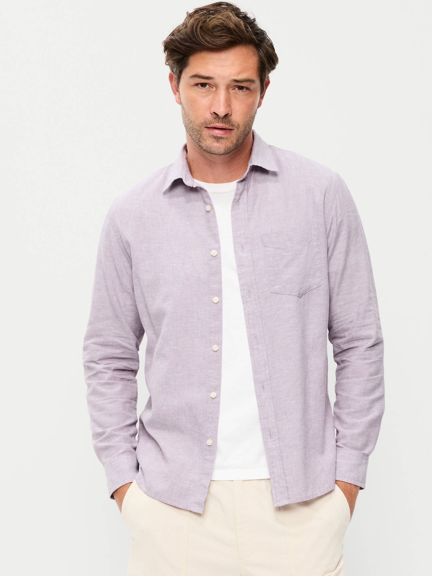 CHEMISE COUPE CLASSIQUE EN MÉLANGE DE LIN - Lapis