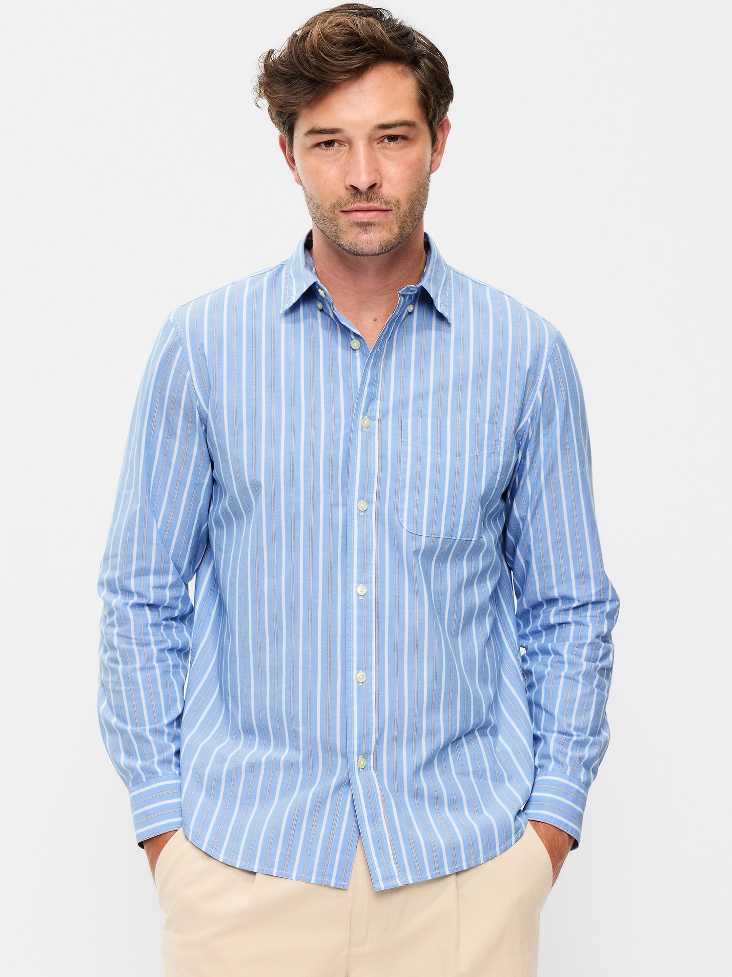 CHEMISE PASSE-PARTOUT COUPE CLASSIQUE EN POPELINE À RAYURES