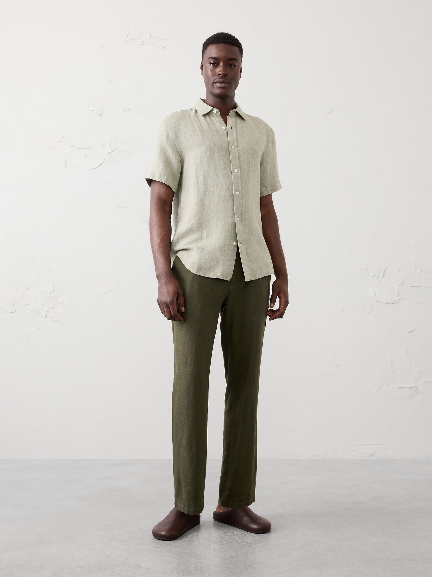 Slim Straight Linen-Blend Trouser