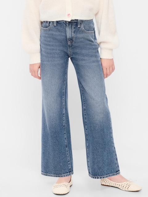 Wow High-Waisted Baggy Wide-Leg Jeans for Girls