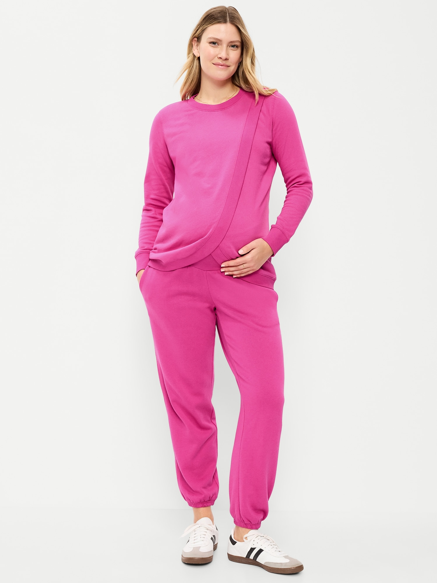 Maternity Rollover-Waist Fleece Jogger