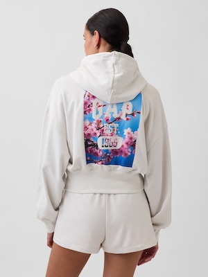 ヴィンテージソフト フレンチテリー SAKURA GAPロゴ オーバーサイズ ジップアップパーカー