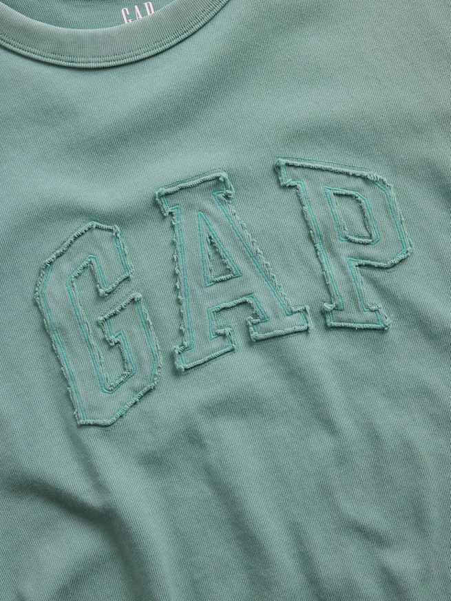 ヘビーウェイト リラックスフィット GAPロゴ クロップドTシャツ-3