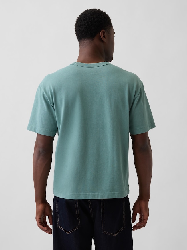 ヘビーウェイト リラックスフィット GAPロゴ クロップドTシャツ-2