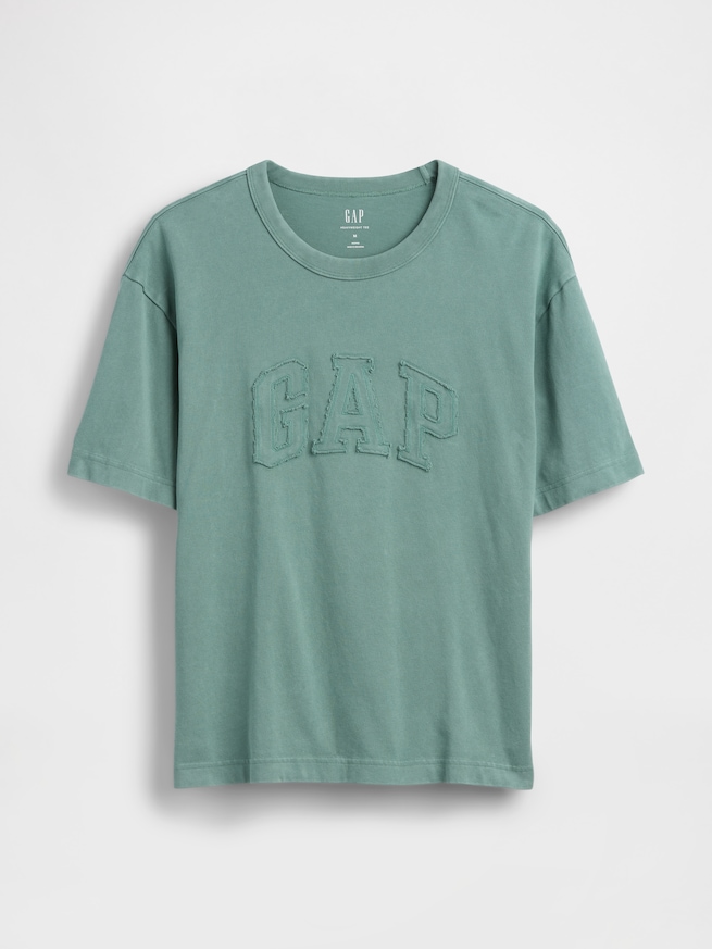 ヘビーウェイト リラックスフィット GAPロゴ クロップドTシャツ-4