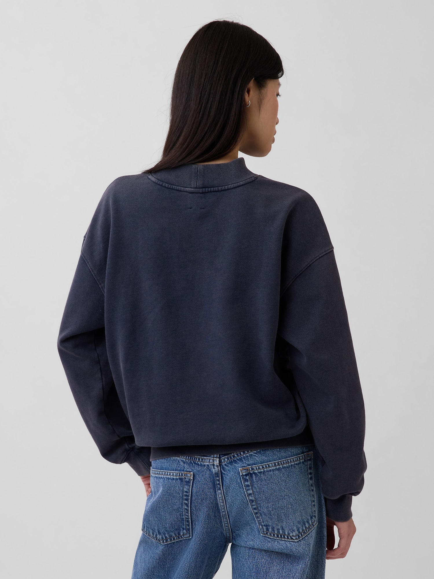 ヘビーウェイト フレンチテリー オーバーサイズ モックネック スウェットシャツ-2