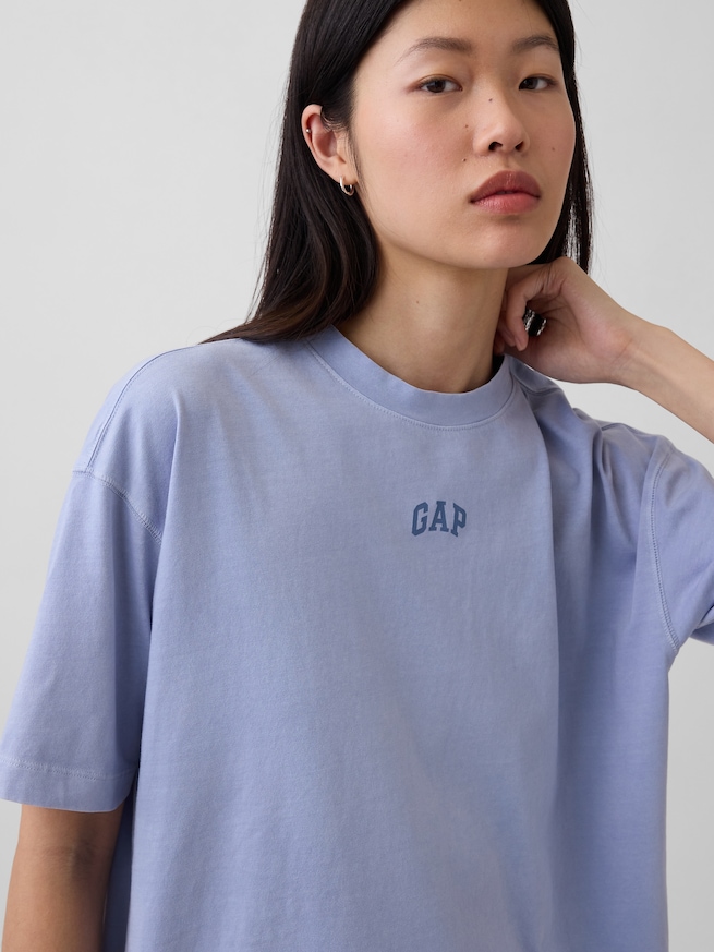 オーガニックコットン ヴィンテージソフト アスレチック GAPロゴ チュニックTシャツ-3