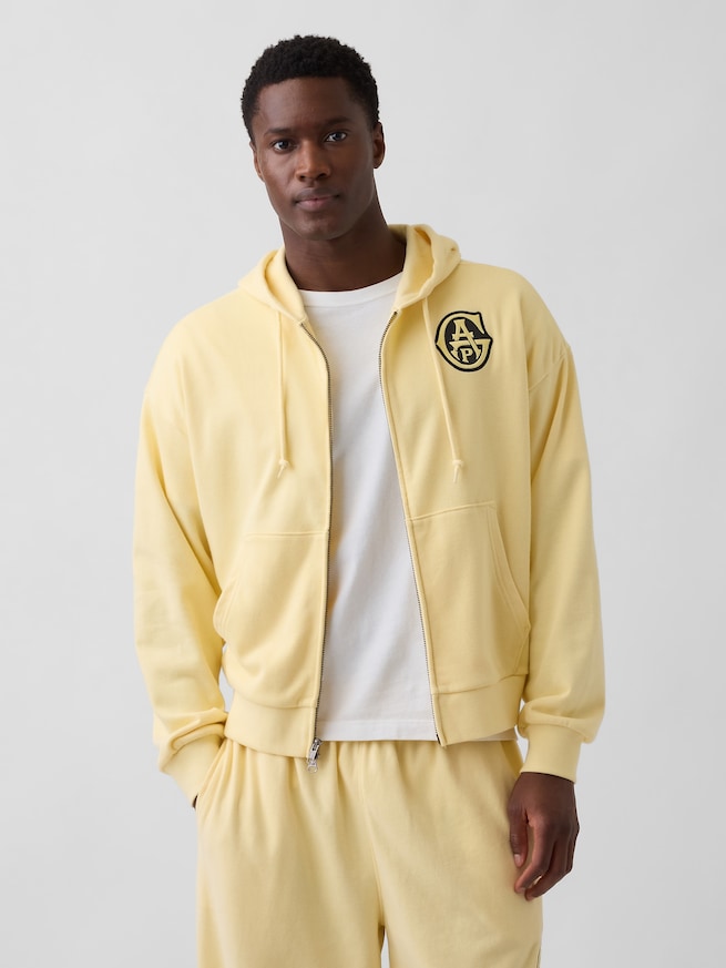 ヴィンテージソフト フレンチテリー GAPロゴ ダブルジップパーカー-0