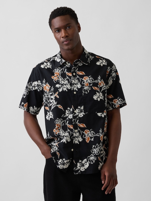 テクスチャー コットンリネンシャツ