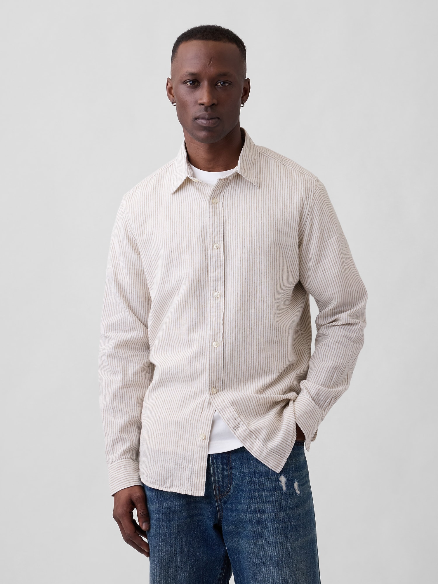 Linen-Blend Shirt in Standard Fit