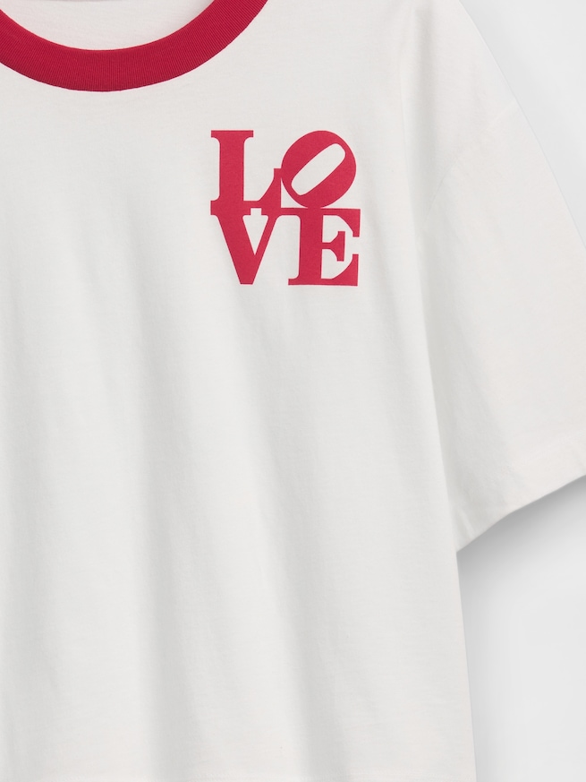 ロバート・インディアナ LOVE クロップドTシャツ-4