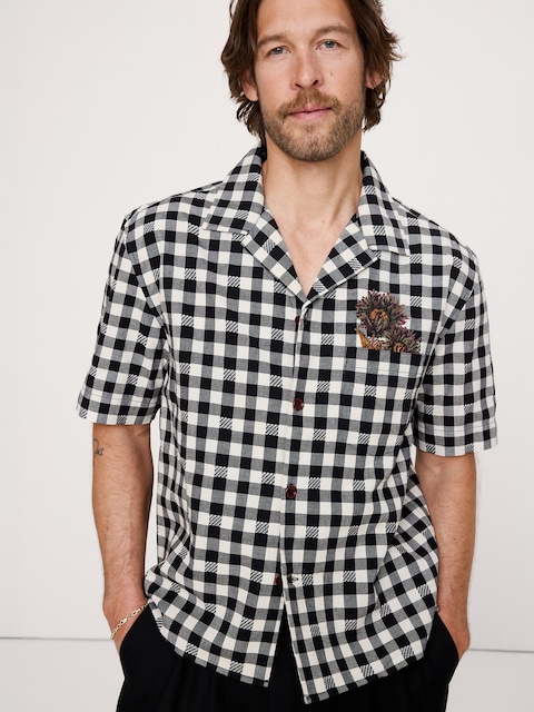 CHEMISE DE VACANCES DÉCONTRACTÉE EN COTON BRODÉ