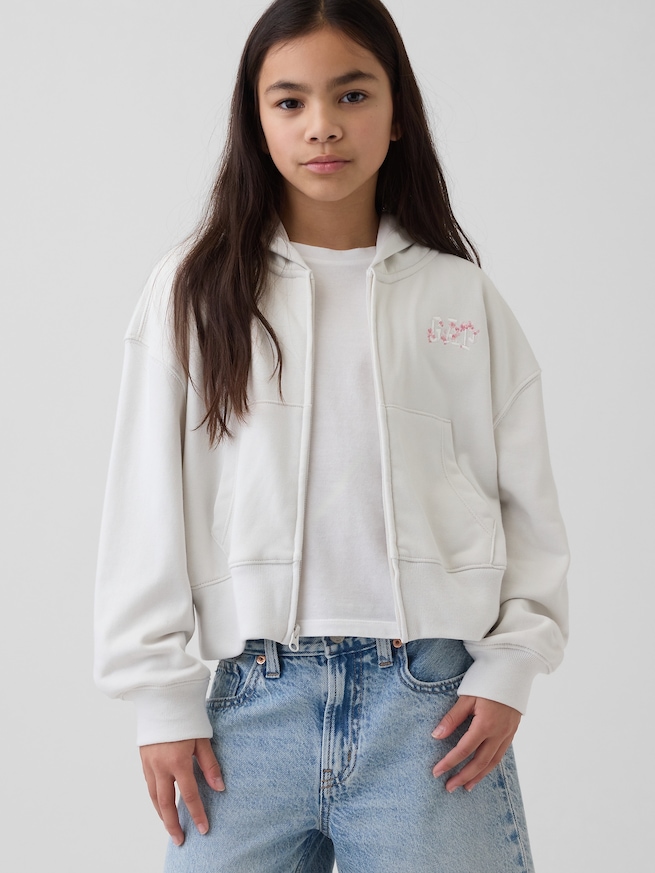 ヴィンテージソフト フレンチテリー オーバーサイズ SAKURA GAPロゴ ジップアップパーカー (キッズ)-2