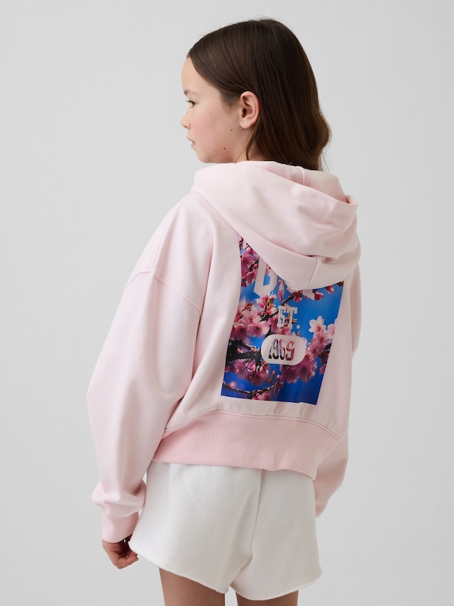 ヴィンテージソフト フレンチテリー オーバーサイズ SAKURA GAPロゴ ジップアップパーカー (キッズ)-0