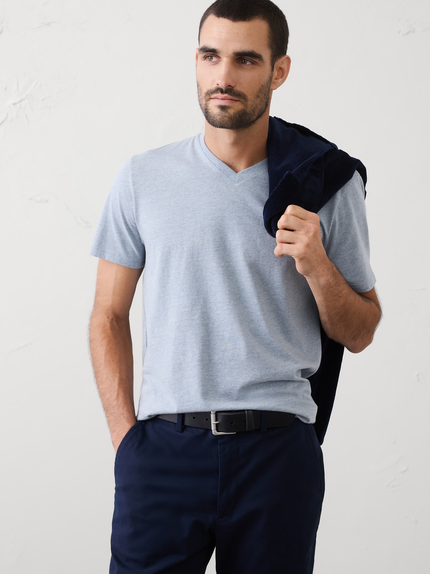 Standard-Fit Premium Wash V-Neck Shirt