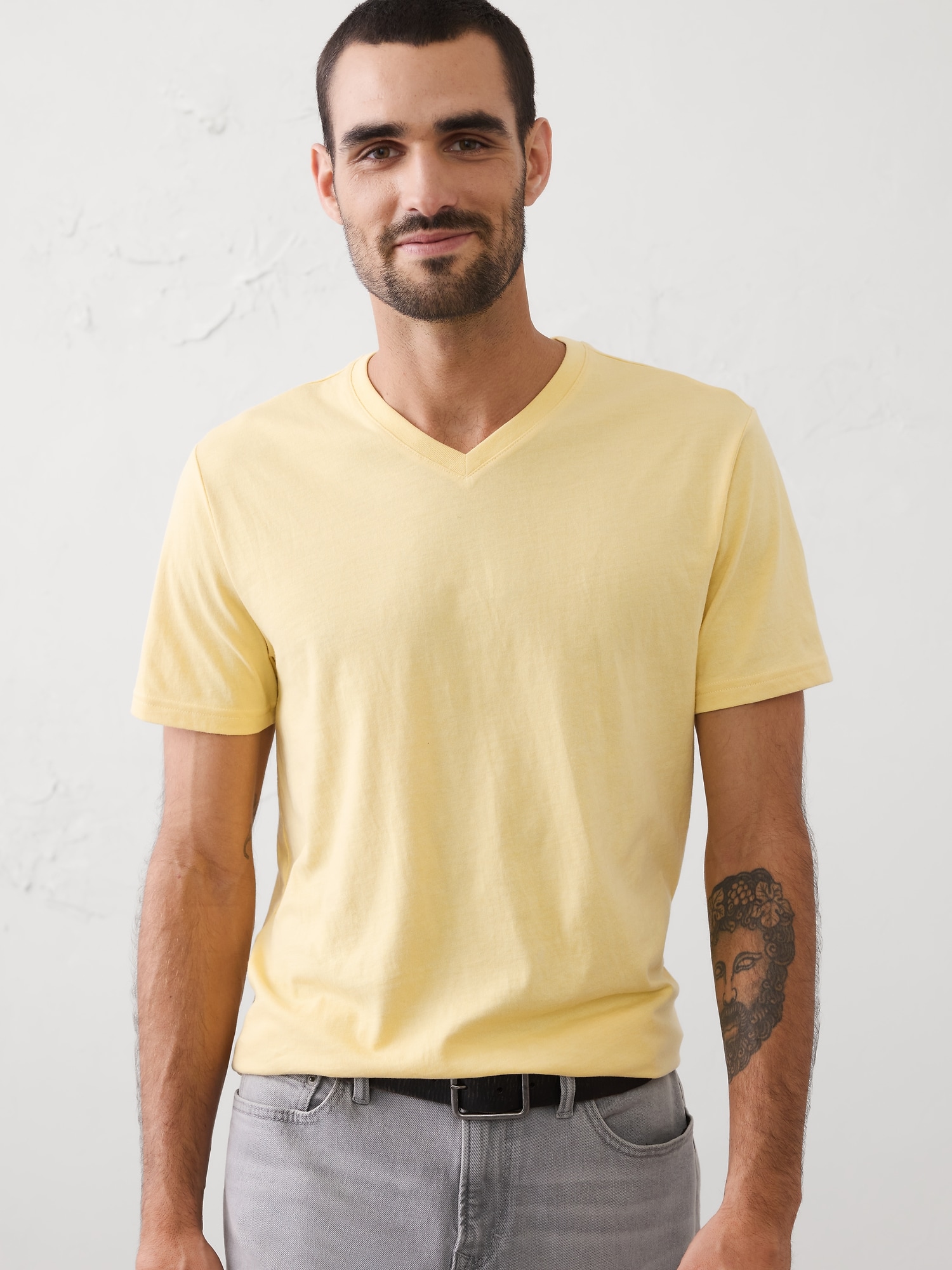 Standard-Fit Premium Wash V-Neck Shirt