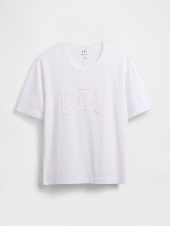 ヘビーウェイト リラックスフィット GAPロゴ クロップドTシャツ-0