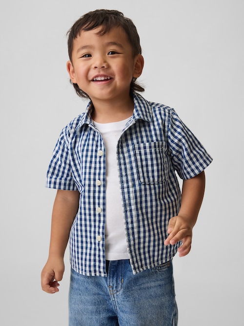 ギンガムチェック デニム ビッグシャツ (幼児・ベビー)