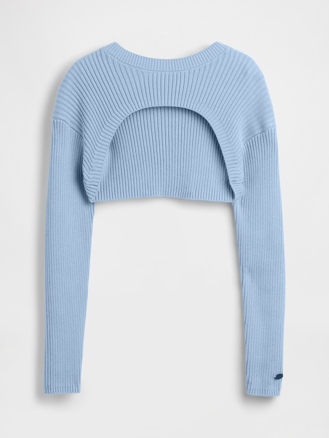 コットン100% リラックスフィット リブ ボレロセーター-5