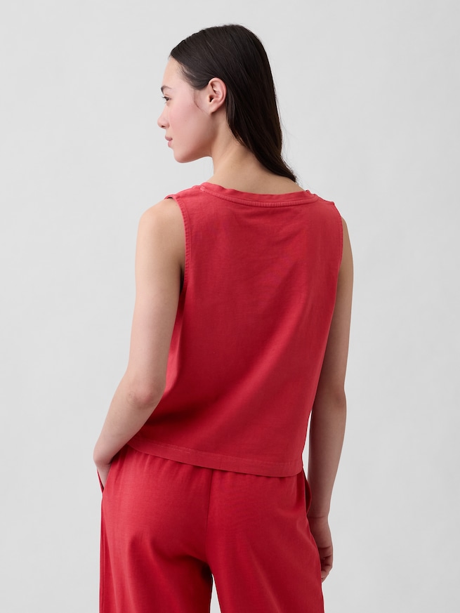 ヘビーウェイト Vネック クロップド シェルタンクトップ-2