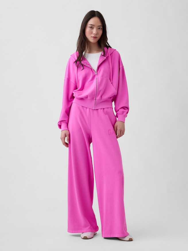 オーバーサイズ GAPロゴ フレンチテリー ジップアップパーカー-1