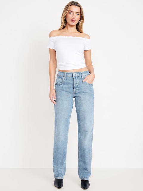 Mid-Rise Slouchy Straight Jeans