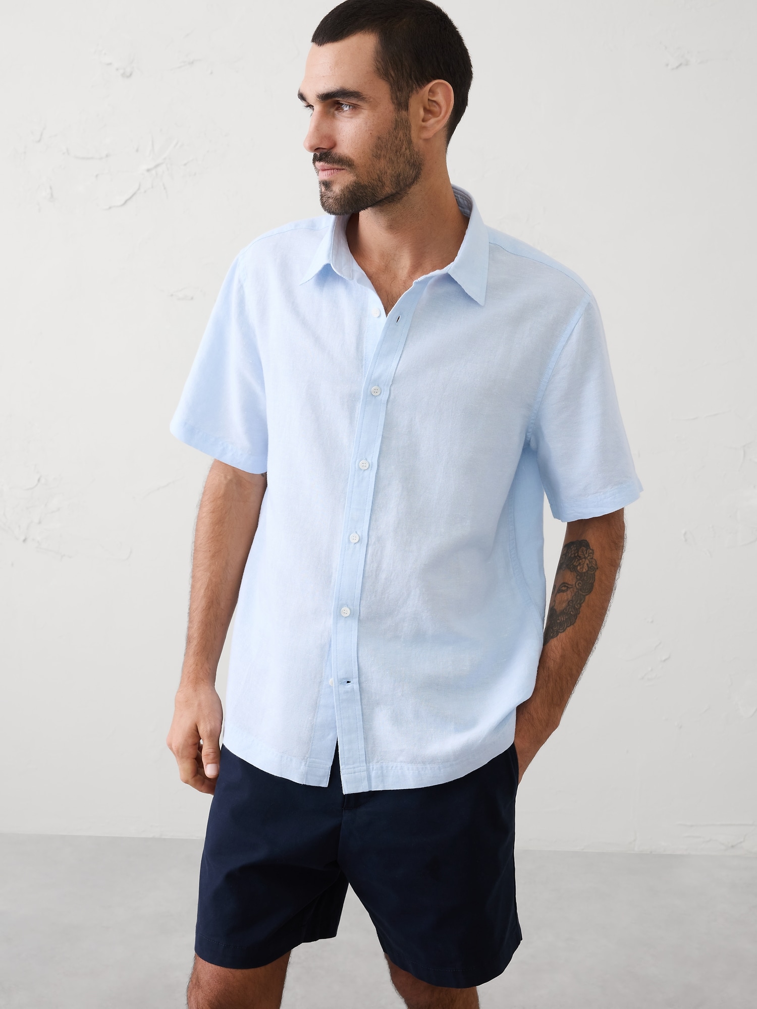 Standard-Fit Linen-Blend Shirt