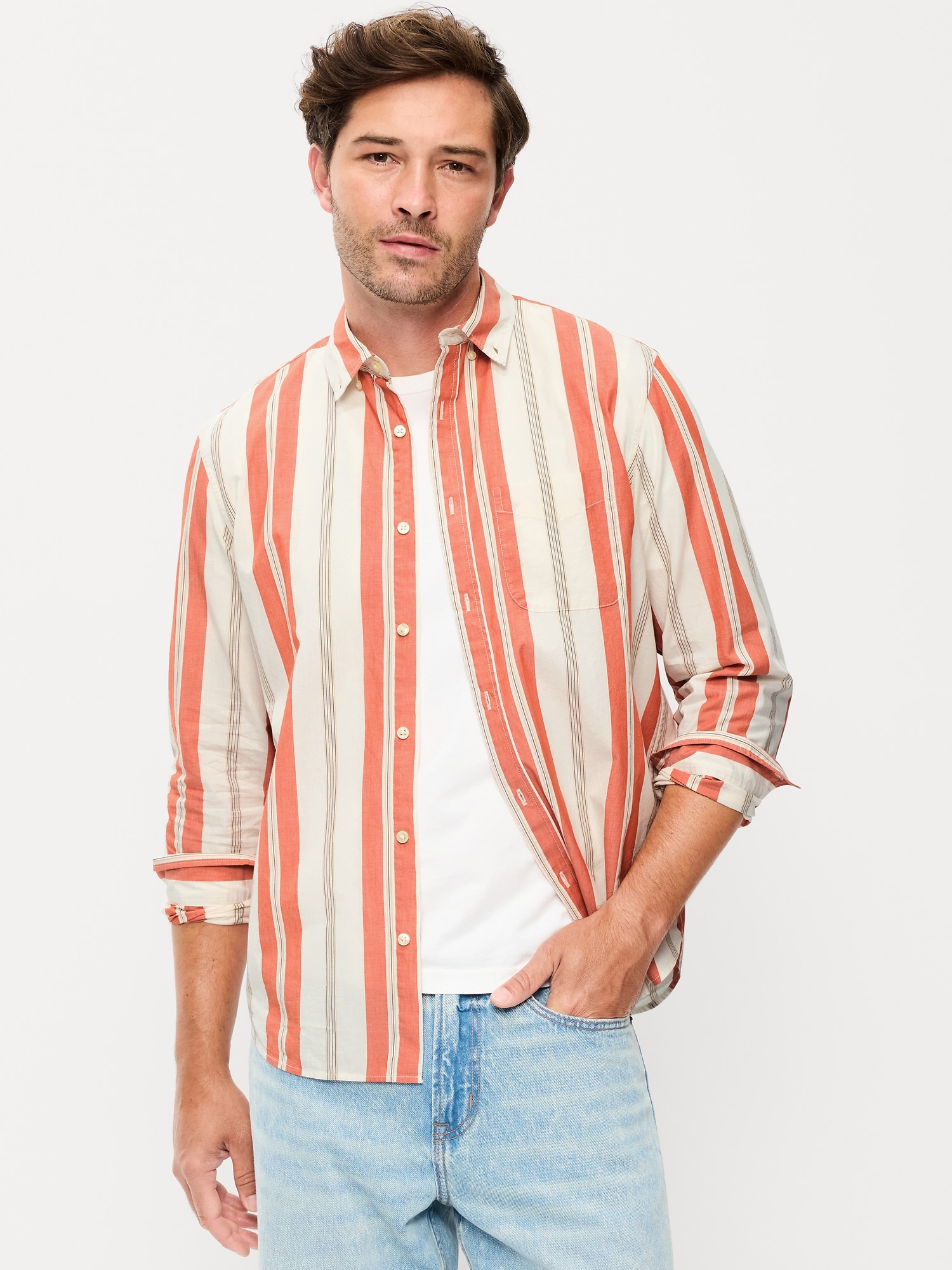 CHEMISE PASSE-PARTOUT COUPE CLASSIQUE EN POPELINE À RAYURES