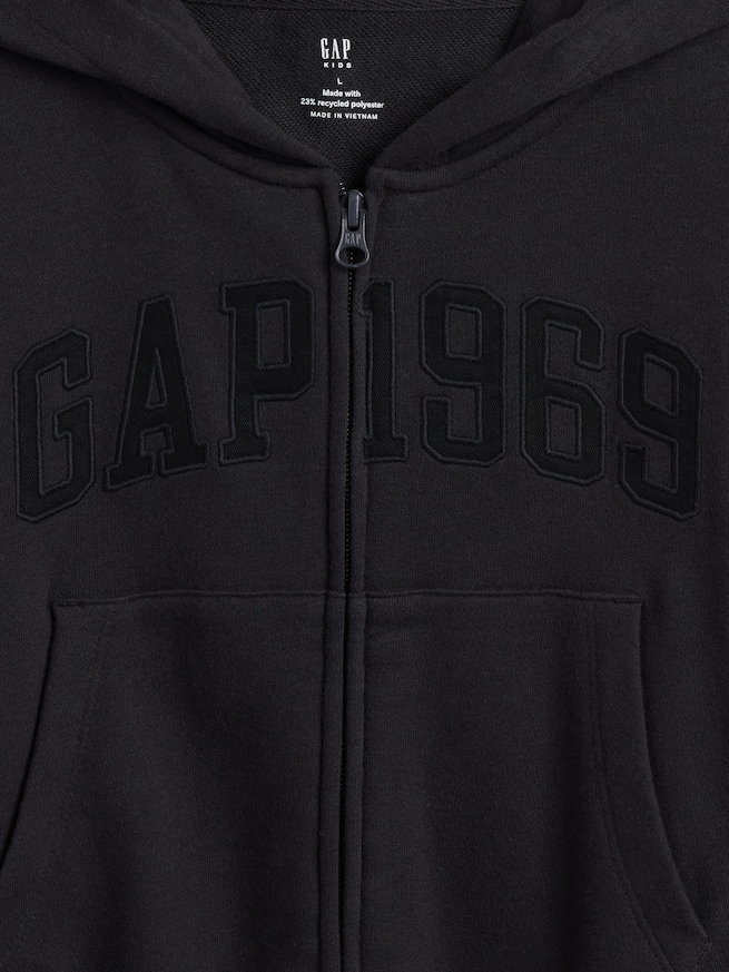 ヴィンテージソフト フレンチテリー オーバーサイズ クロップド GAPロゴ ジップアップパーカー (キッズ)-3