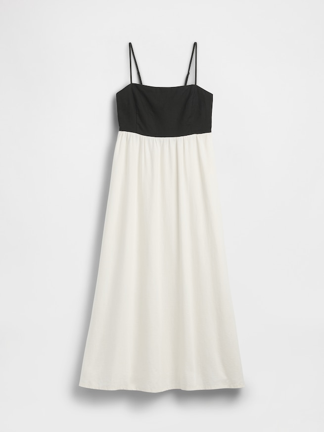 リネンブレンド エンパイアウエスト マキシワンピース-4