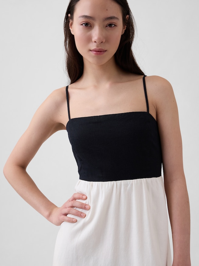 リネンブレンド エンパイアウエスト マキシワンピース-3