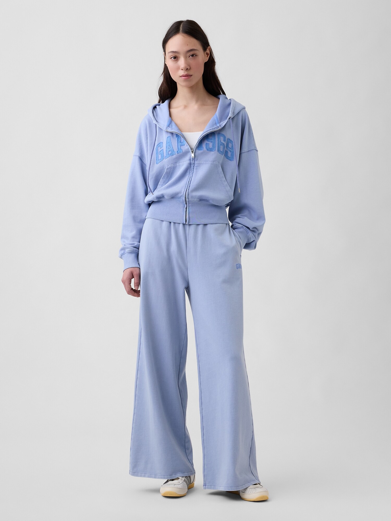 フレンチテリー オーバーサイズ GAP1969ロゴ ジップアップパーカー-1