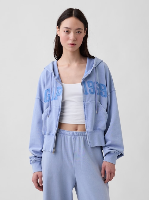 フレンチテリー オーバーサイズ GAP1969ロゴ ジップアップパーカー