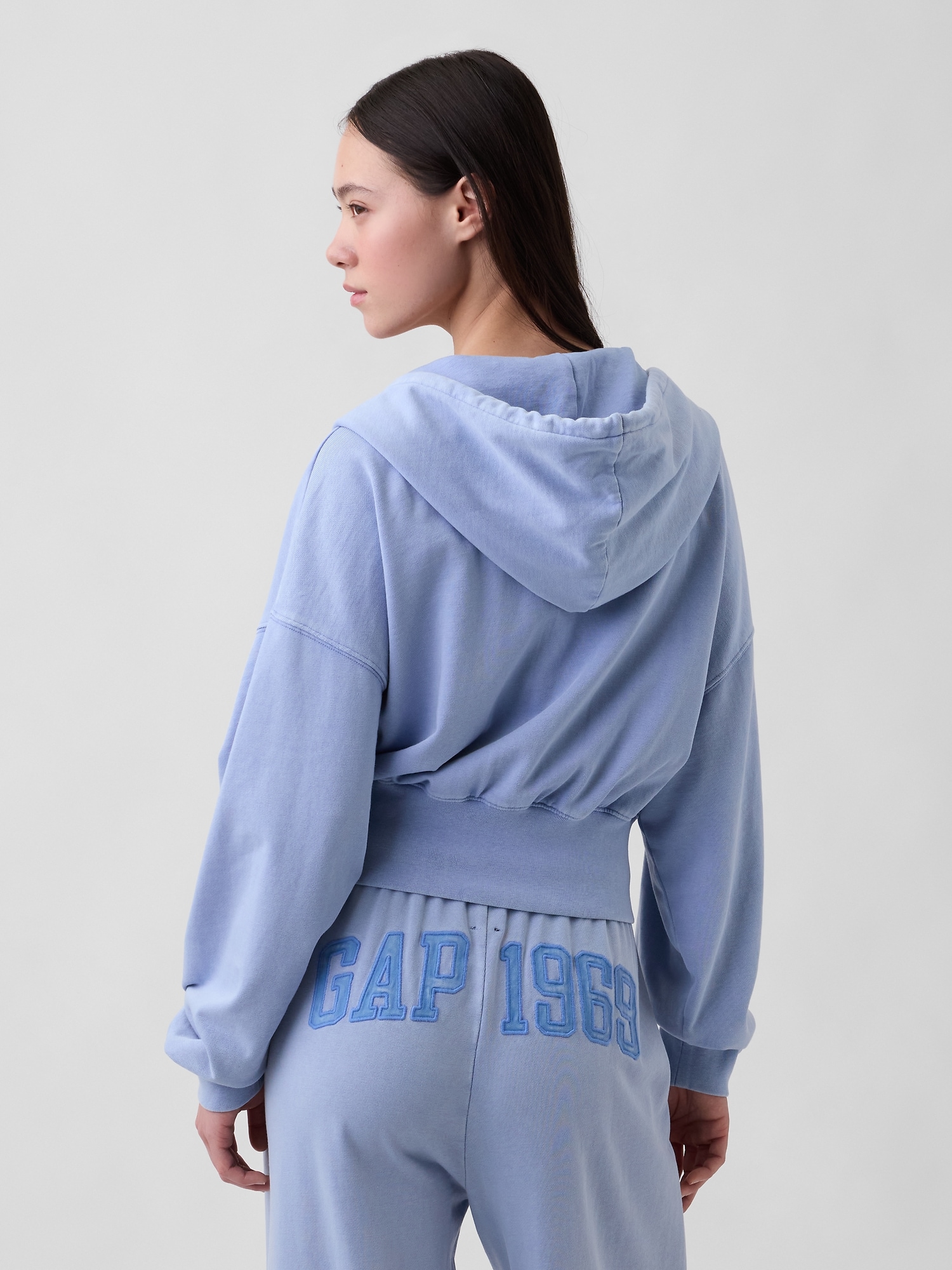 フレンチテリー オーバーサイズ GAP1969ロゴ ジップアップパーカー-2