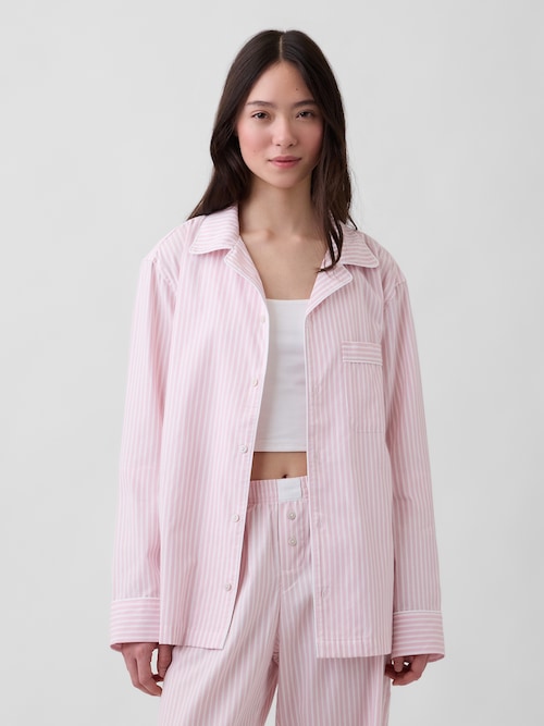 ポプリン パジャマシャツ