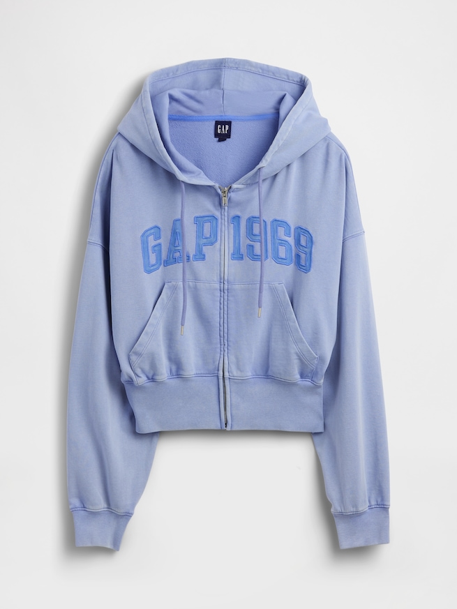フレンチテリー オーバーサイズ GAP1969ロゴ ジップアップパーカー-5