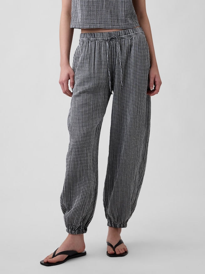 コットンガーゼ バレルジョガーパンツ-1