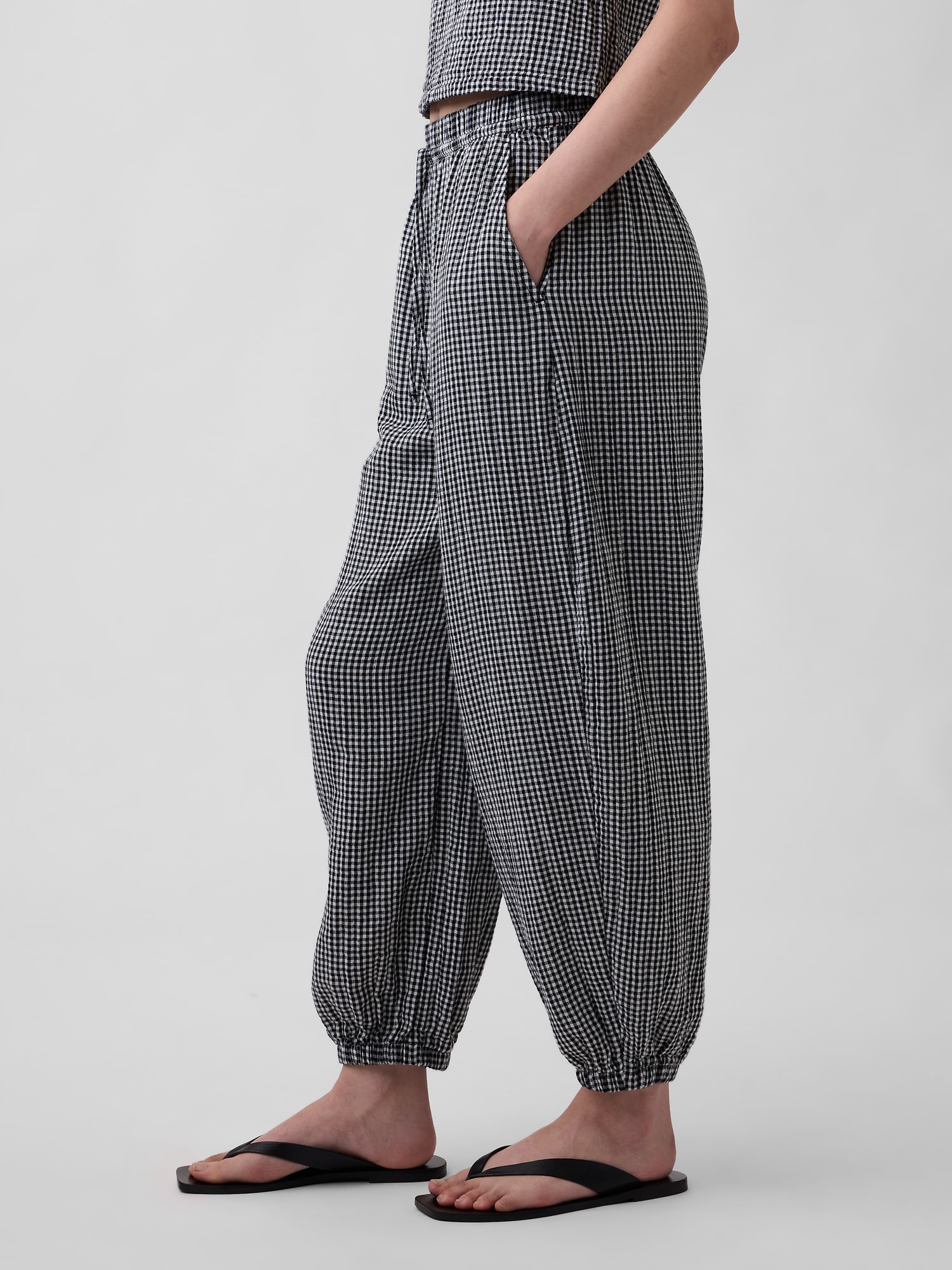 コットンガーゼ バレルジョガーパンツ-2