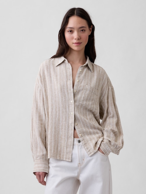 リネンブレンド オーバーサイズシャツ