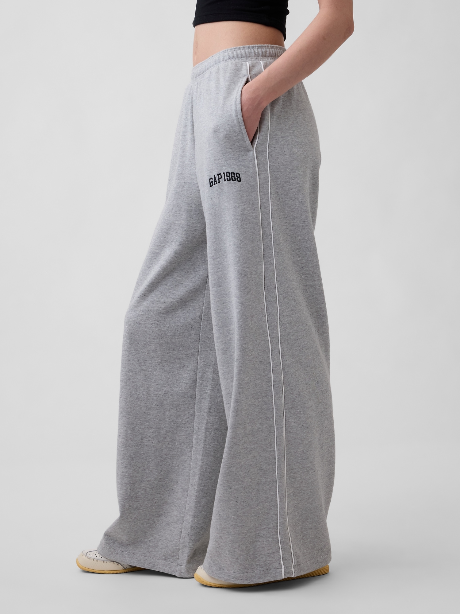 フレンチテリー GAP1969ロゴ バギー ワイドスウェットパンツ-2